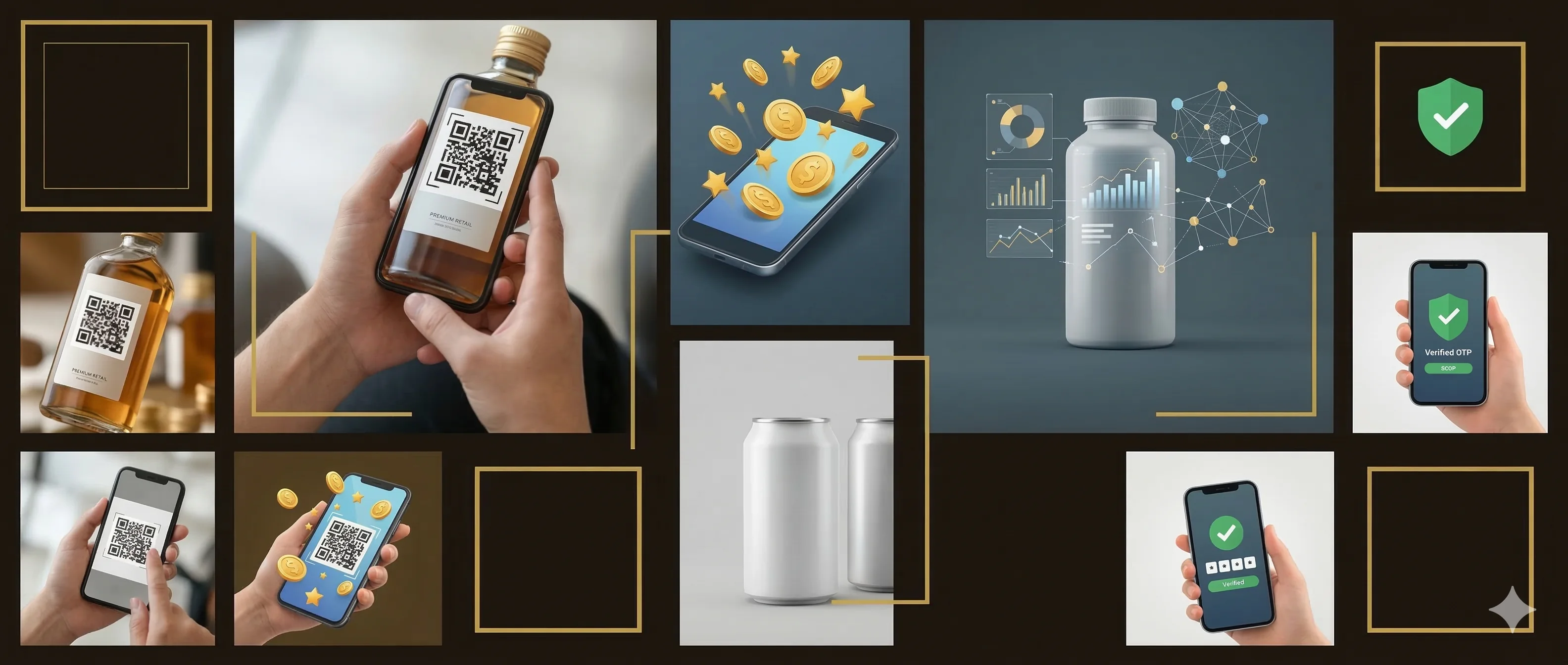 Product interface — mobile app UI and secure flows, no people