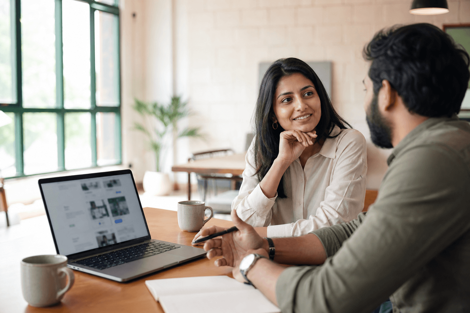 Product studio discovery conversation — team reviewing a brief together
