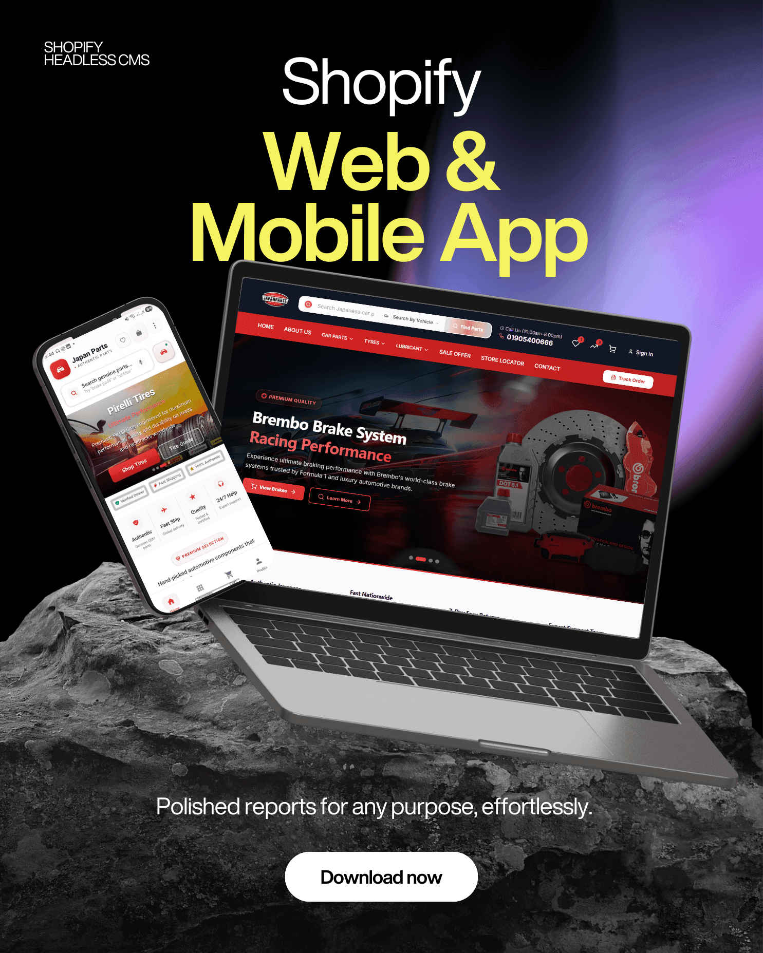 Japan Parts headless storefront with web and mobile Shopify surfaces