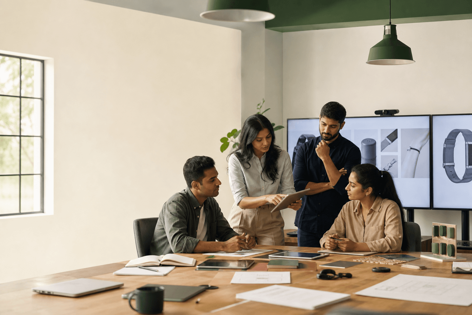 Product studio team reviewing digital products for the RedoNext portfolio